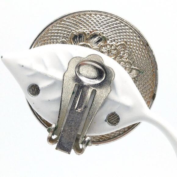 1950s Vintage Dancing Couple Clip Earrings, Black Enamel, Mid Century, 1 1/8 In - Picture 6 of 10